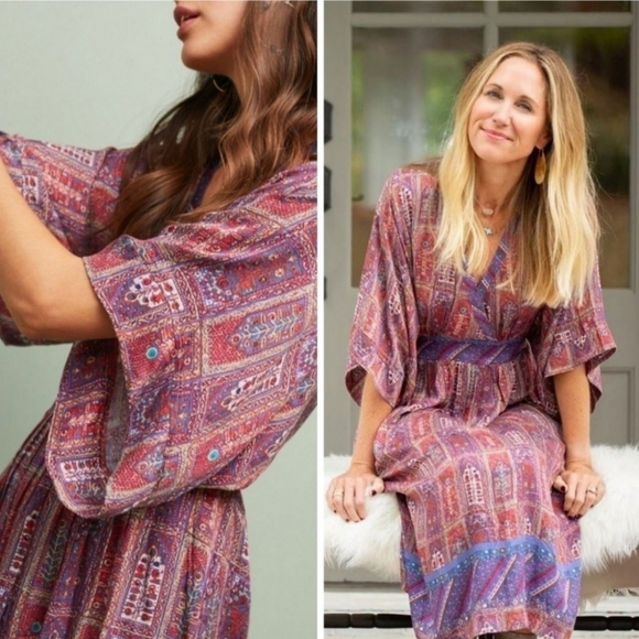 Anthropologie TINY Omina mosaic boho kimono sleeve dress - Picture 3 of 13